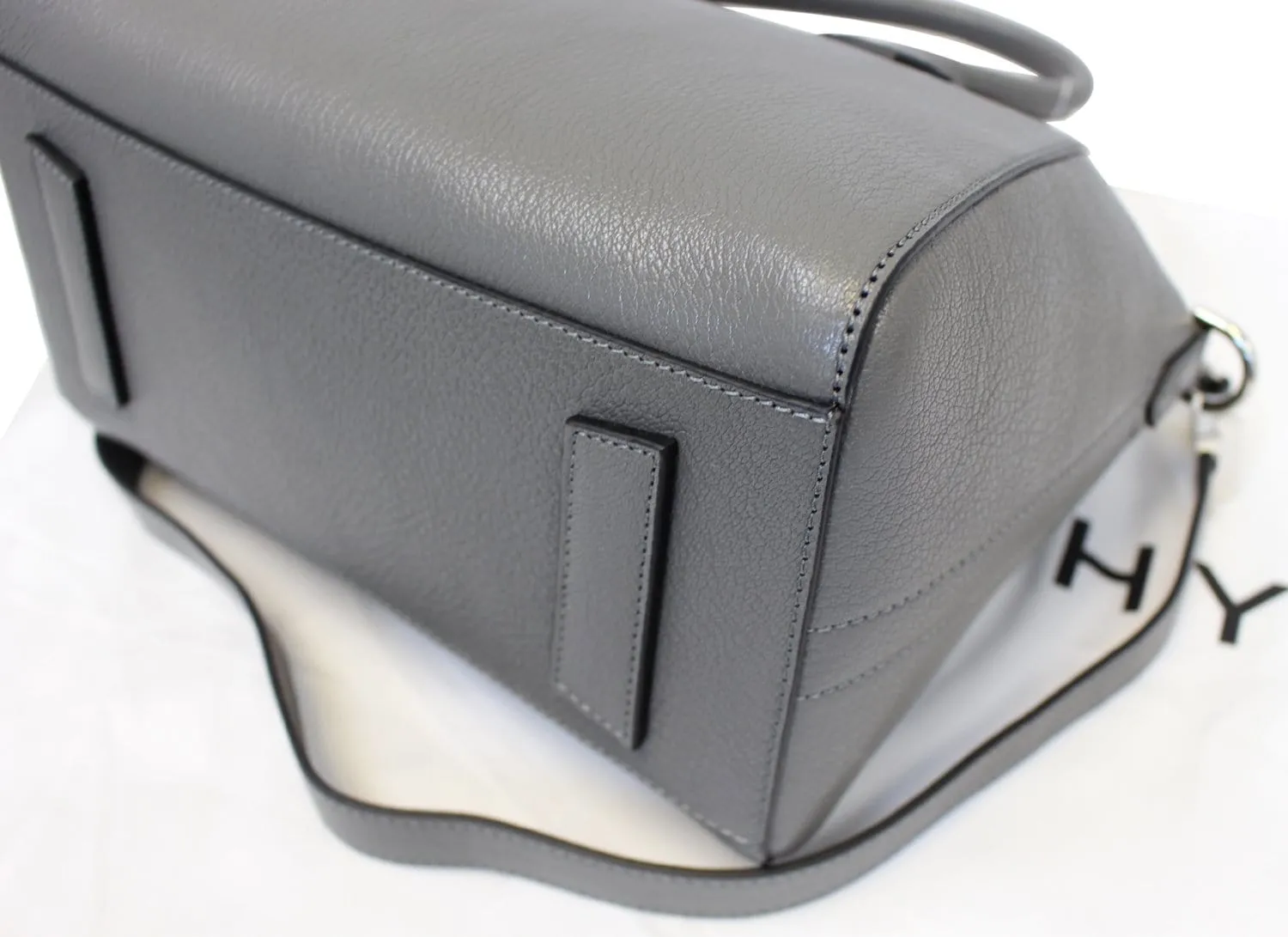 GIVENCHY Dark Grey Goatskin Leather Small Antigona Shoulder Bag