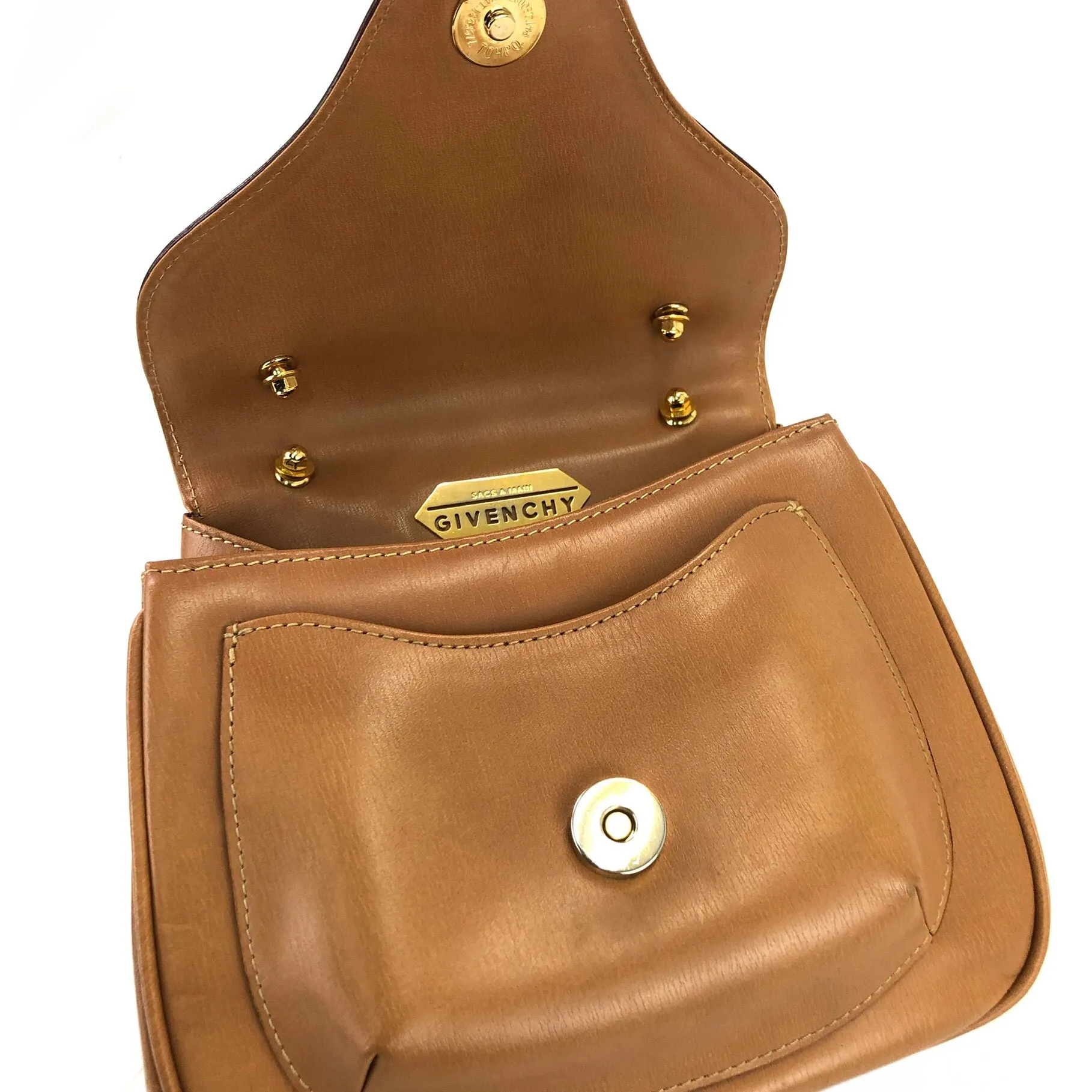 GIVENCHY  logo  Gancini Handbag Vanity bag Brown small minibag  Vintage Old yd4gsg