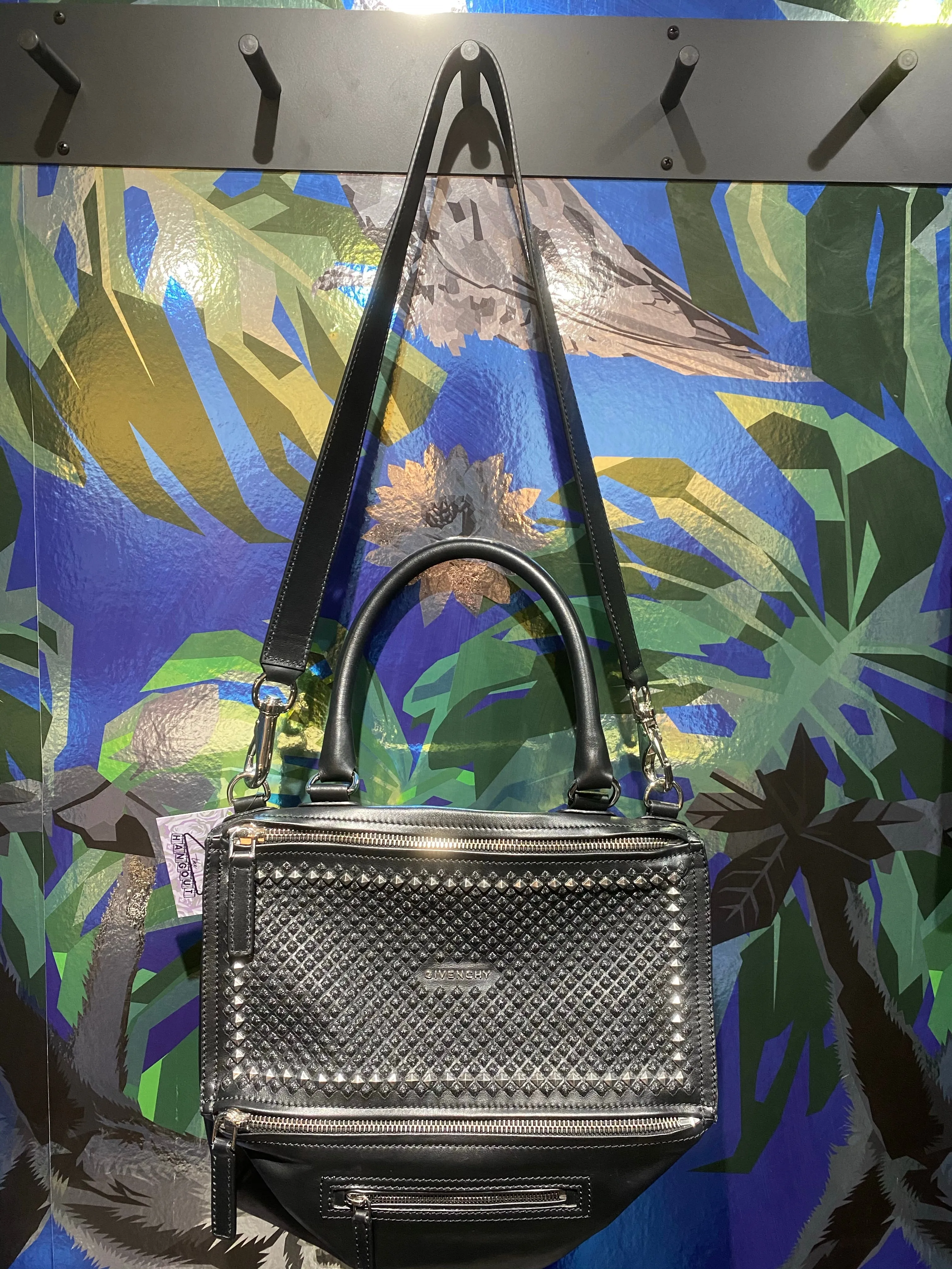 Givenchy Pandora Medium Silver and Black Studded Bag