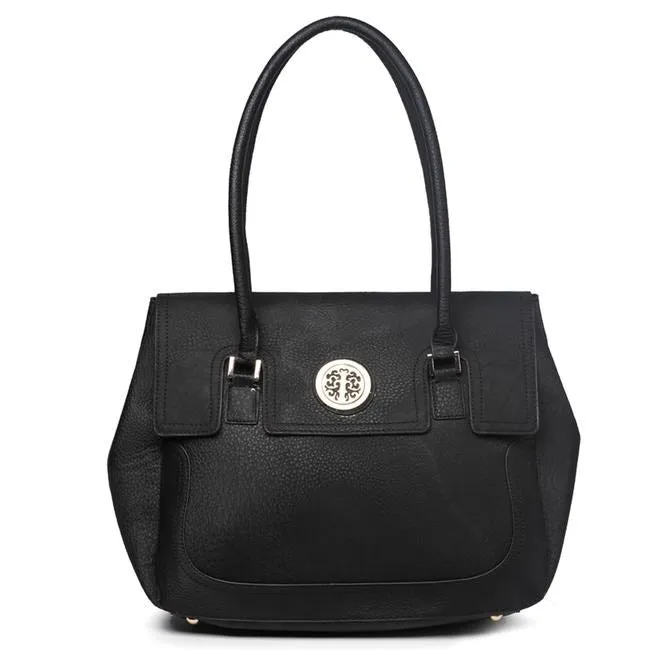 Golden flora Medallion satchel Bag purse Designer Black flap pockets