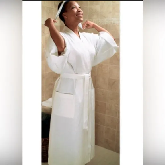 Golden Tree Waffle Weave Robe, Luxury, Spa, Resort, Cruise, Weekend, Ivory, S/M