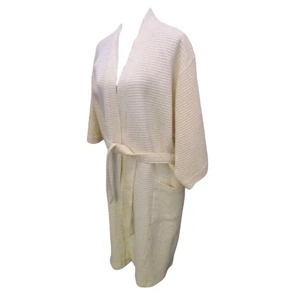Golden Tree Waffle Weave Robe, Luxury, Spa, Resort, Cruise, Weekend, Ivory, S/M
