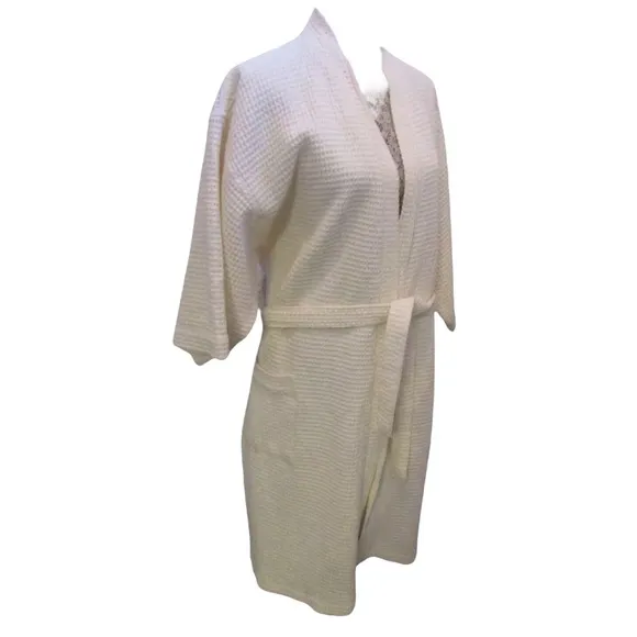 Golden Tree Waffle Weave Robe, Luxury, Spa, Resort, Cruise, Weekend, Ivory, S/M