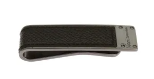 Green Leather Silver Brass Money Clip