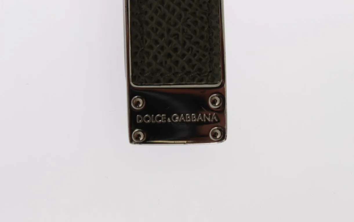 Green Leather Silver Brass Money Clip