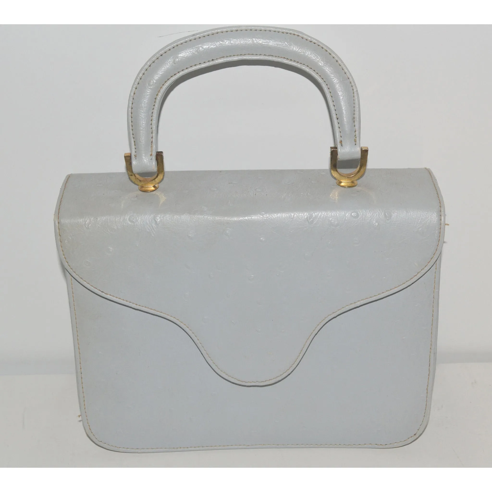 Grey Faux Ostrich Handbag By Meyers