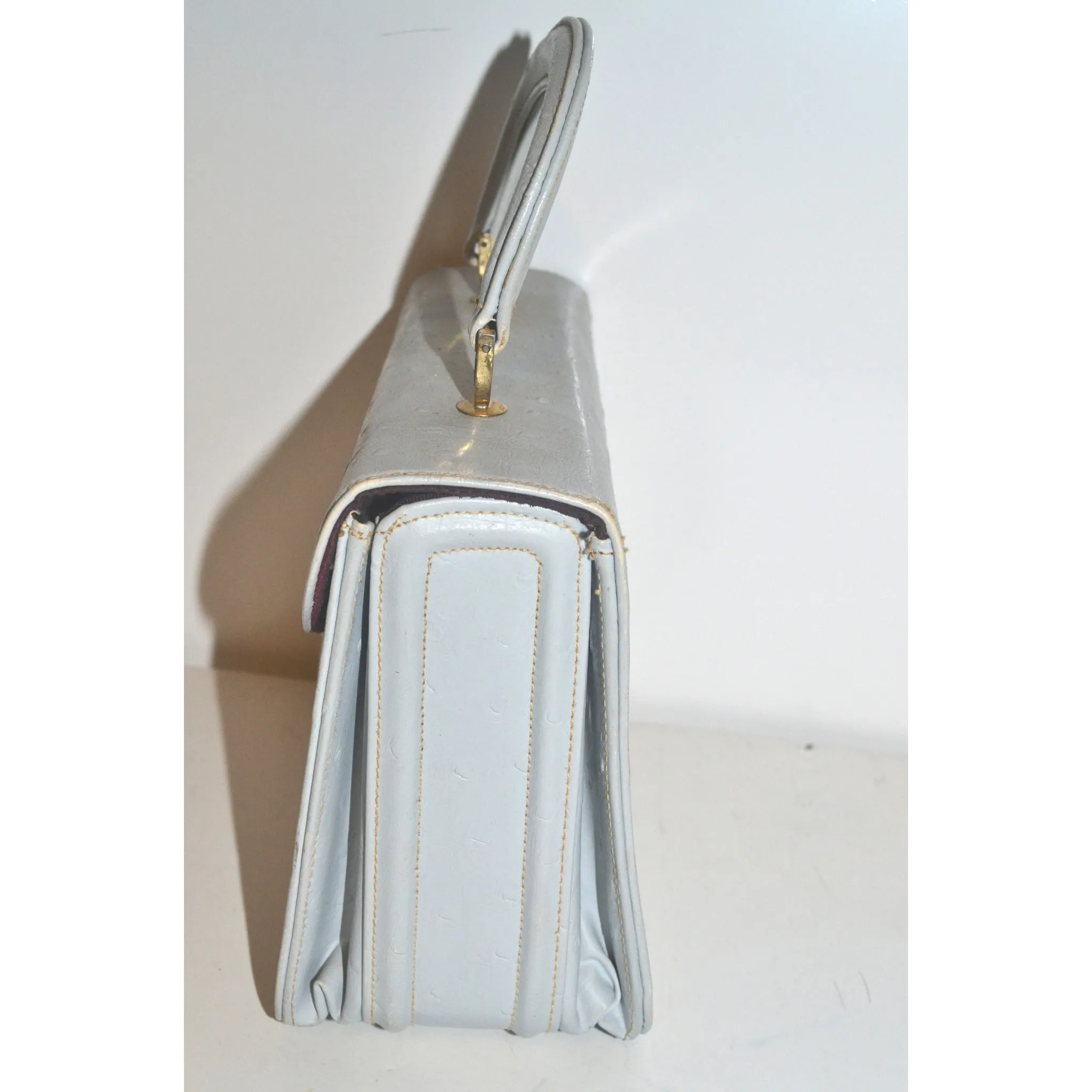 Grey Faux Ostrich Handbag By Meyers