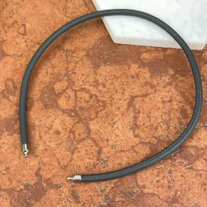 Grey Stitched Leather   Stainless Steel 5mm Swap Necklace