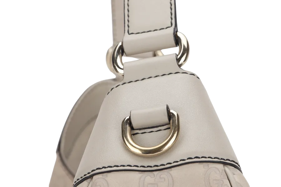 GUCCI 322226 002123 EMILY HOBO WHITE GUCCISSIMA LEATHER GOLD HARDWARE WITH CHAIN STRAP