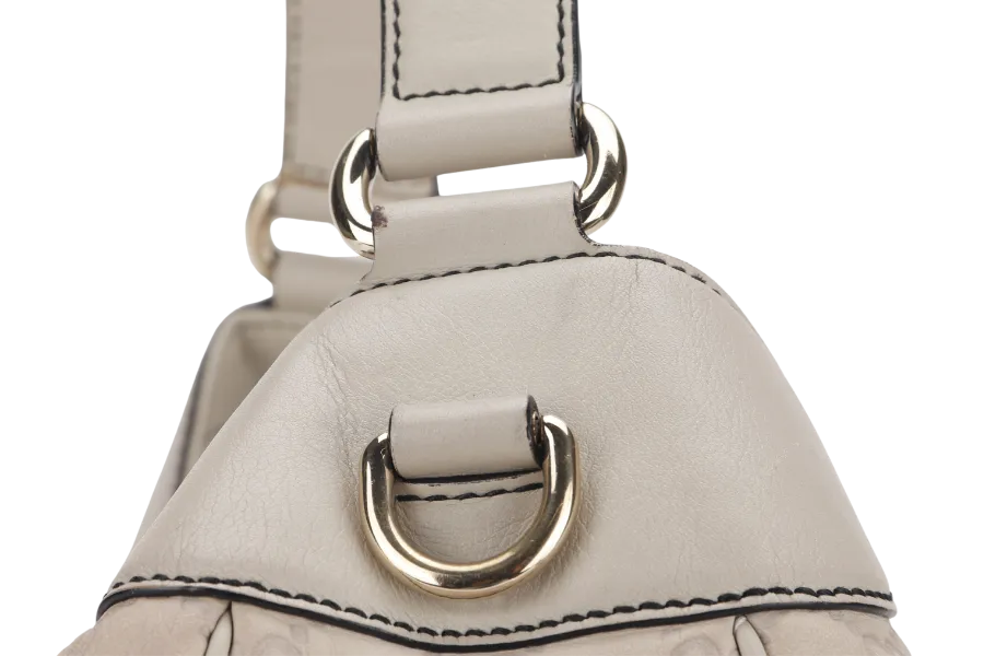 GUCCI 322226 002123 EMILY HOBO WHITE GUCCISSIMA LEATHER GOLD HARDWARE WITH CHAIN STRAP