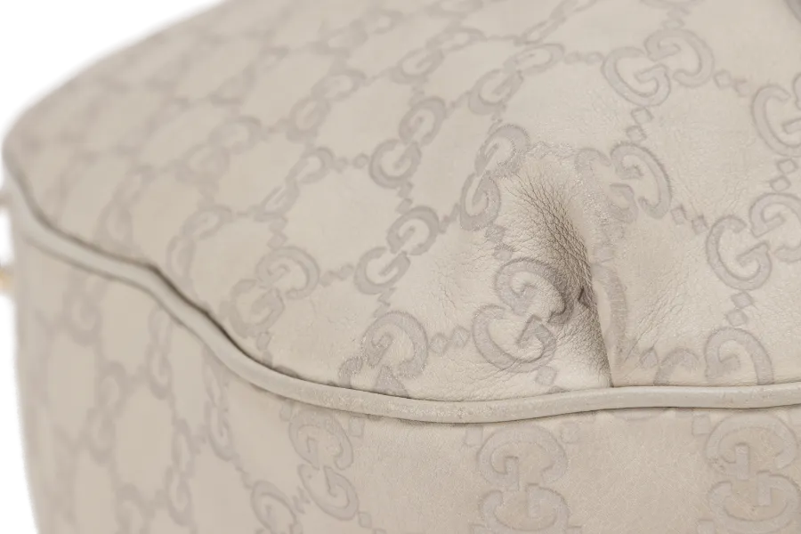 GUCCI 322226 002123 EMILY HOBO WHITE GUCCISSIMA LEATHER GOLD HARDWARE WITH CHAIN STRAP