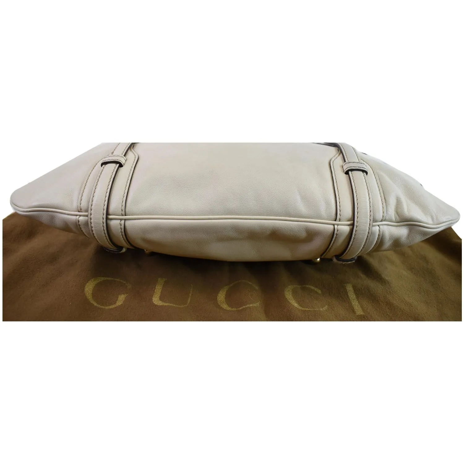 GUCCI 85th Anniversary Horsebit Leather Hobo Bag White 163804