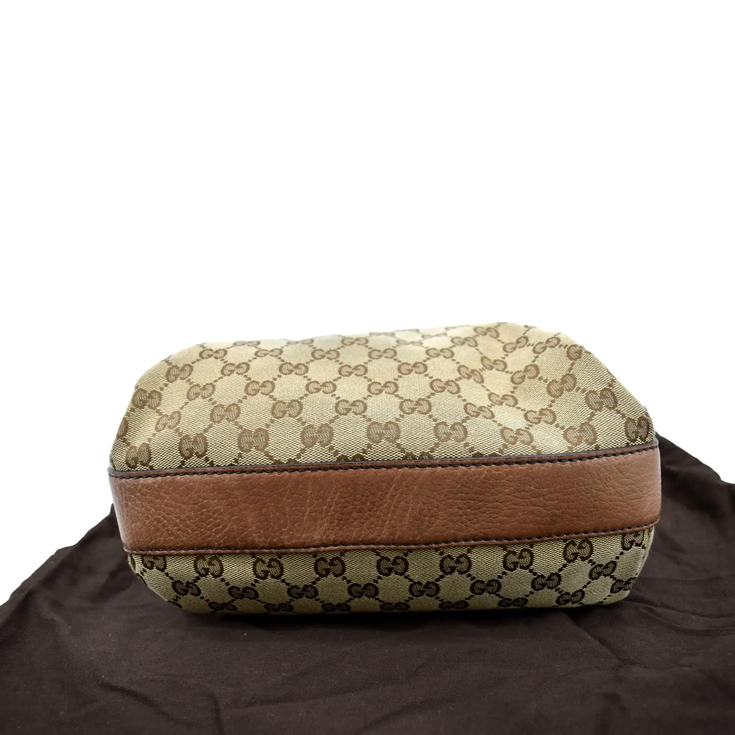 GUCCI Bamboo Bar GG Monogram Canvas Hobo Bag Brown 257090