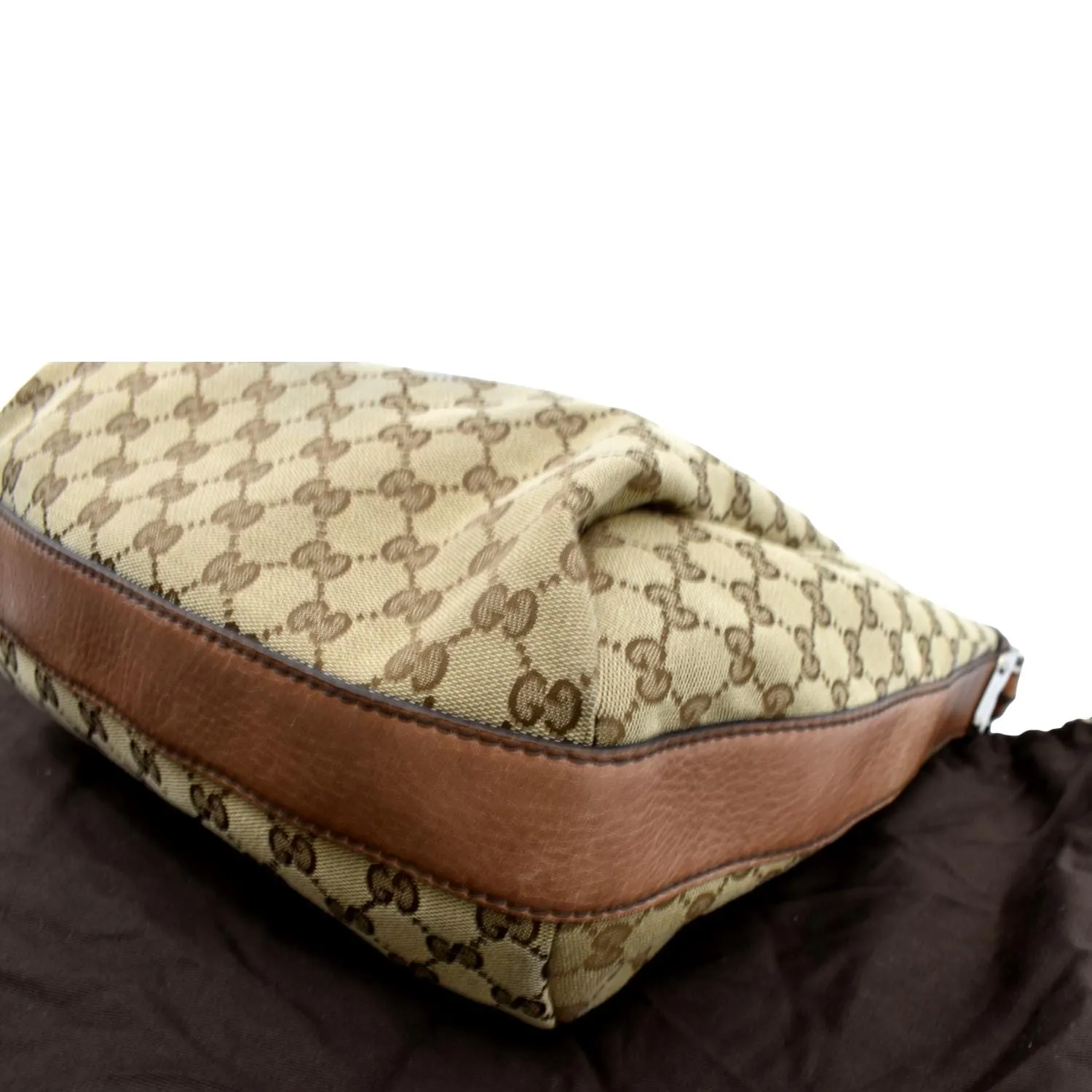 GUCCI Bamboo Bar GG Monogram Canvas Hobo Bag Brown 257090