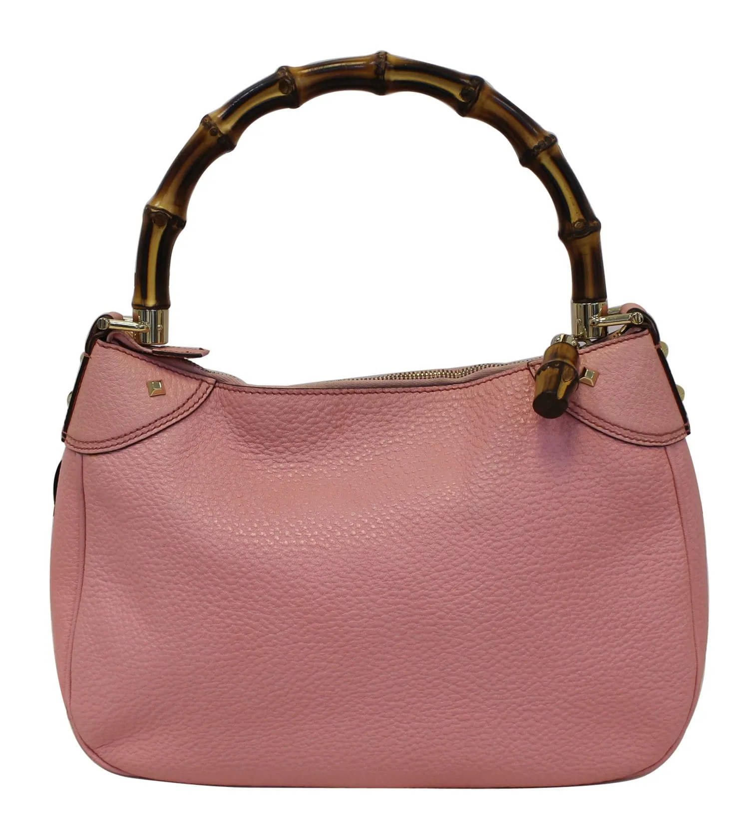 Gucci Bamboo Top Handle Pink Calfskin Leather Hobo Bag
