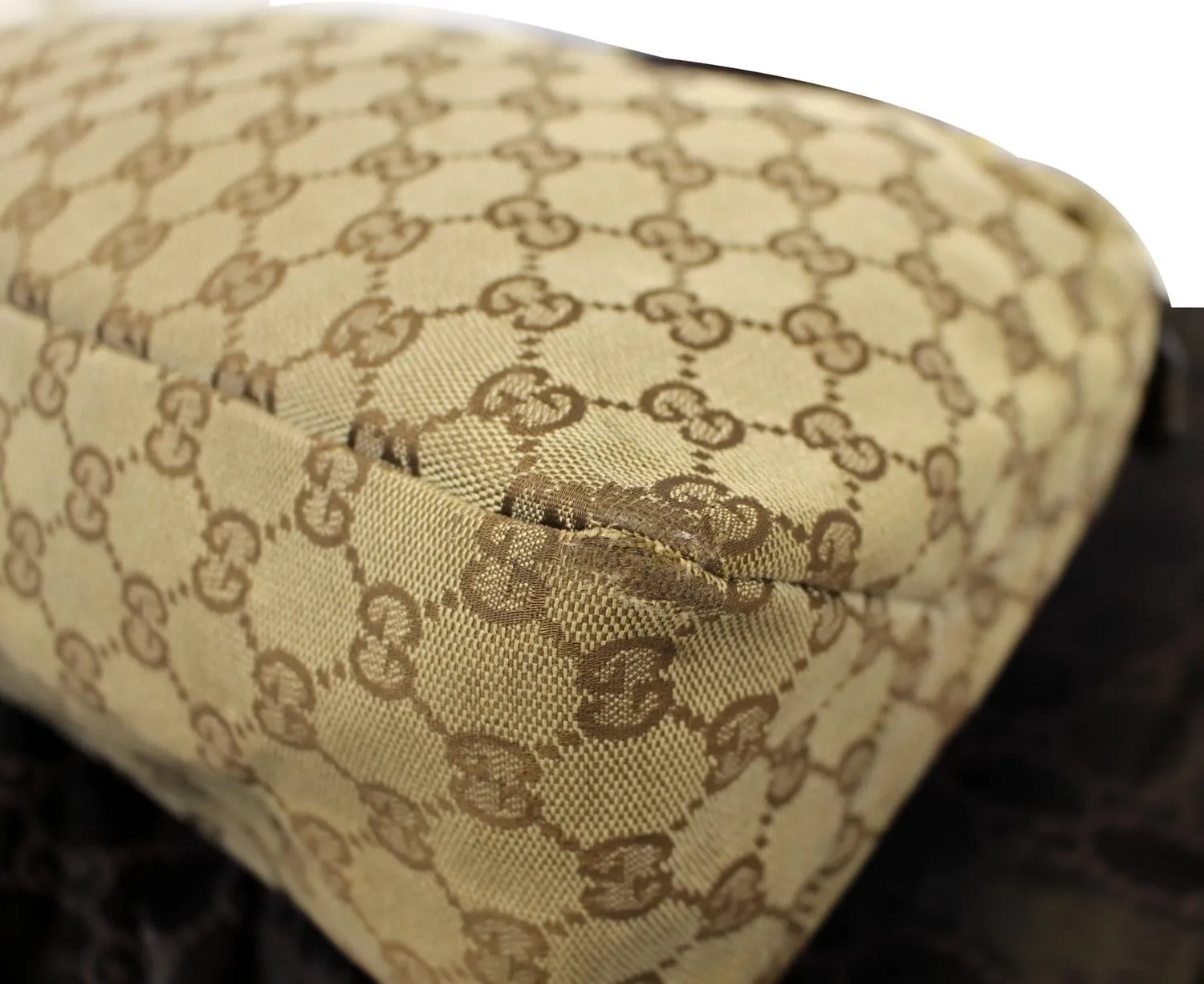 GUCCI Beige GG Canvas Medium Horsebit Hobo Bag