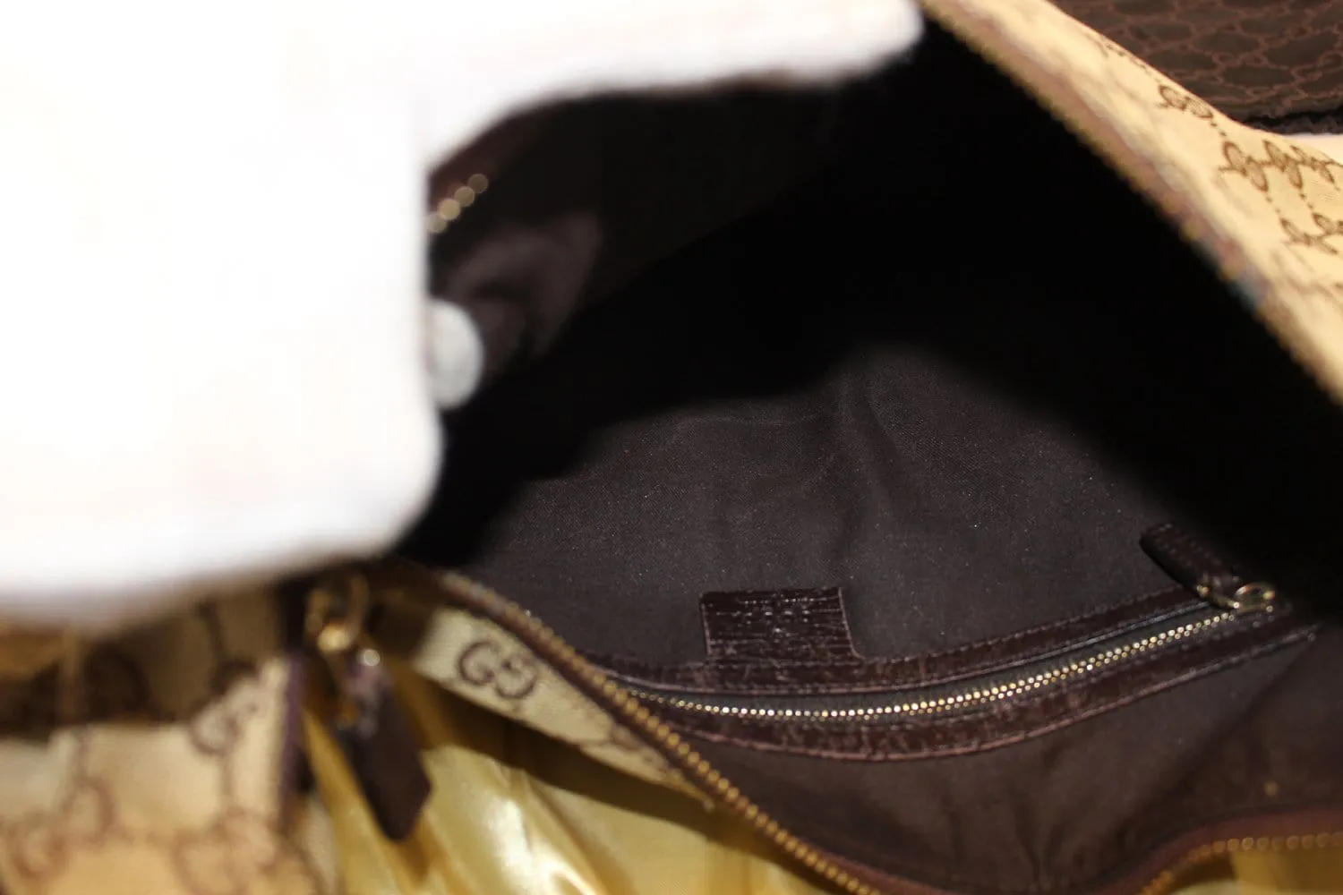 GUCCI Beige GG Canvas Medium Horsebit Hobo Bag