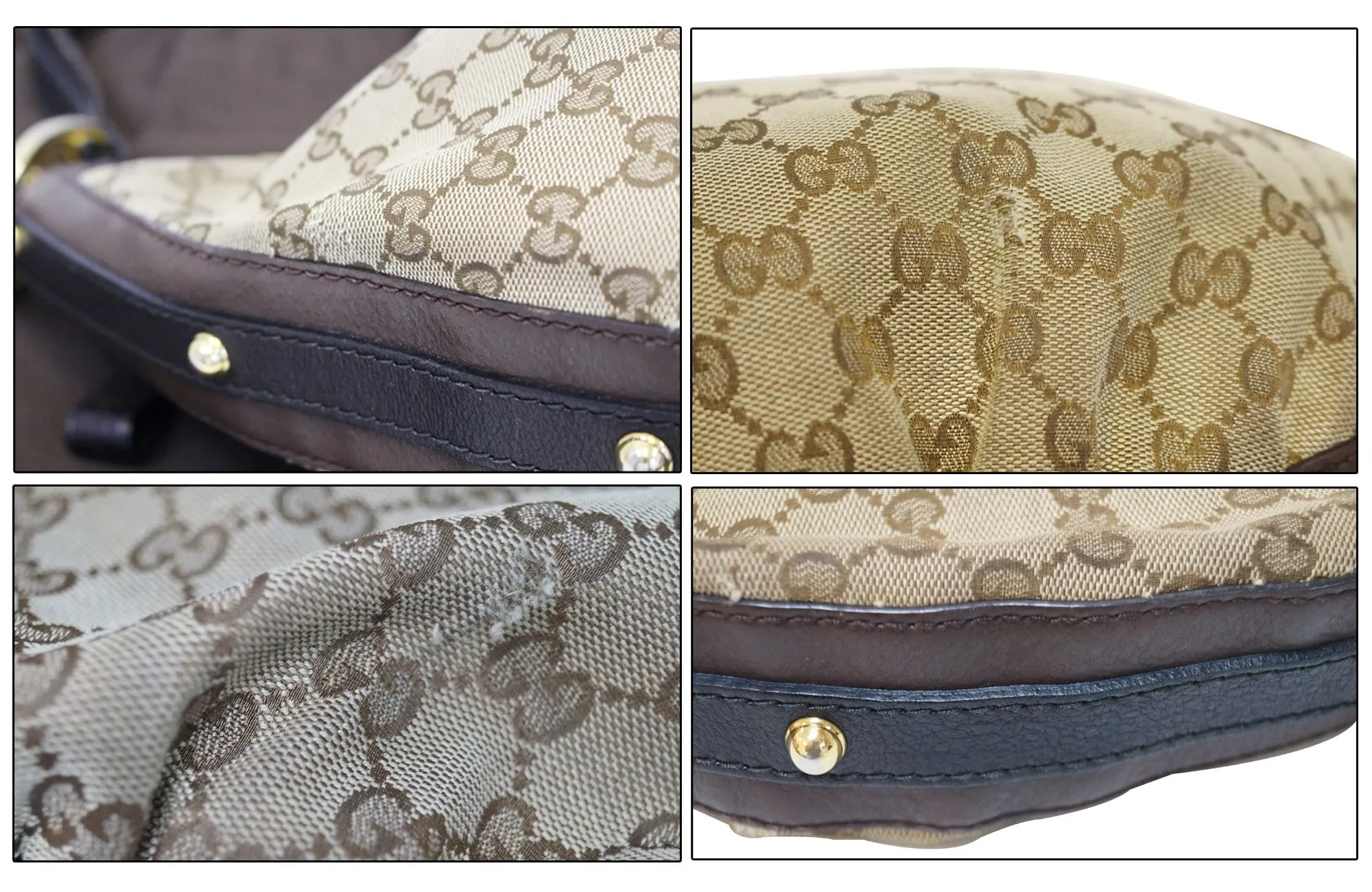 GUCCI Beige/Ebony GG Canvas Interlocking G Medium Hobo Bag