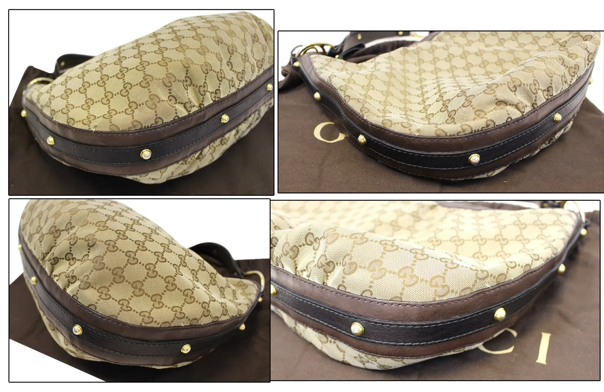 GUCCI Beige/Ebony GG Canvas Interlocking G Medium Hobo Bag