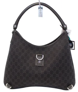 GUCCI Black Monogram Abbey D Ring Hobo Bag 268636
