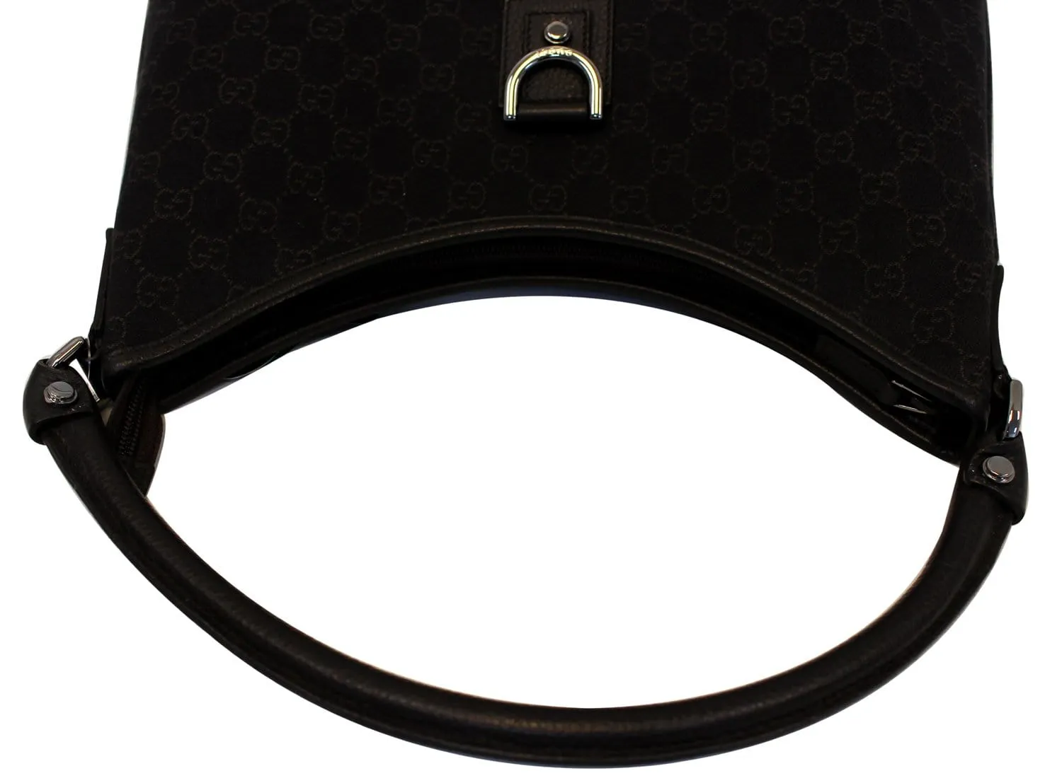 GUCCI Black Monogram Abbey D Ring Hobo Bag 268636