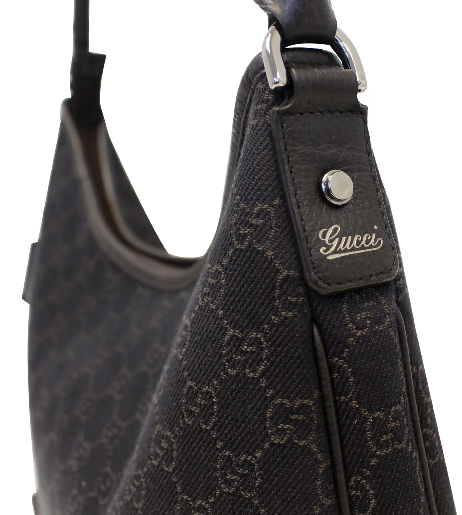 GUCCI Black Monogram Abbey D Ring Hobo Bag 268636