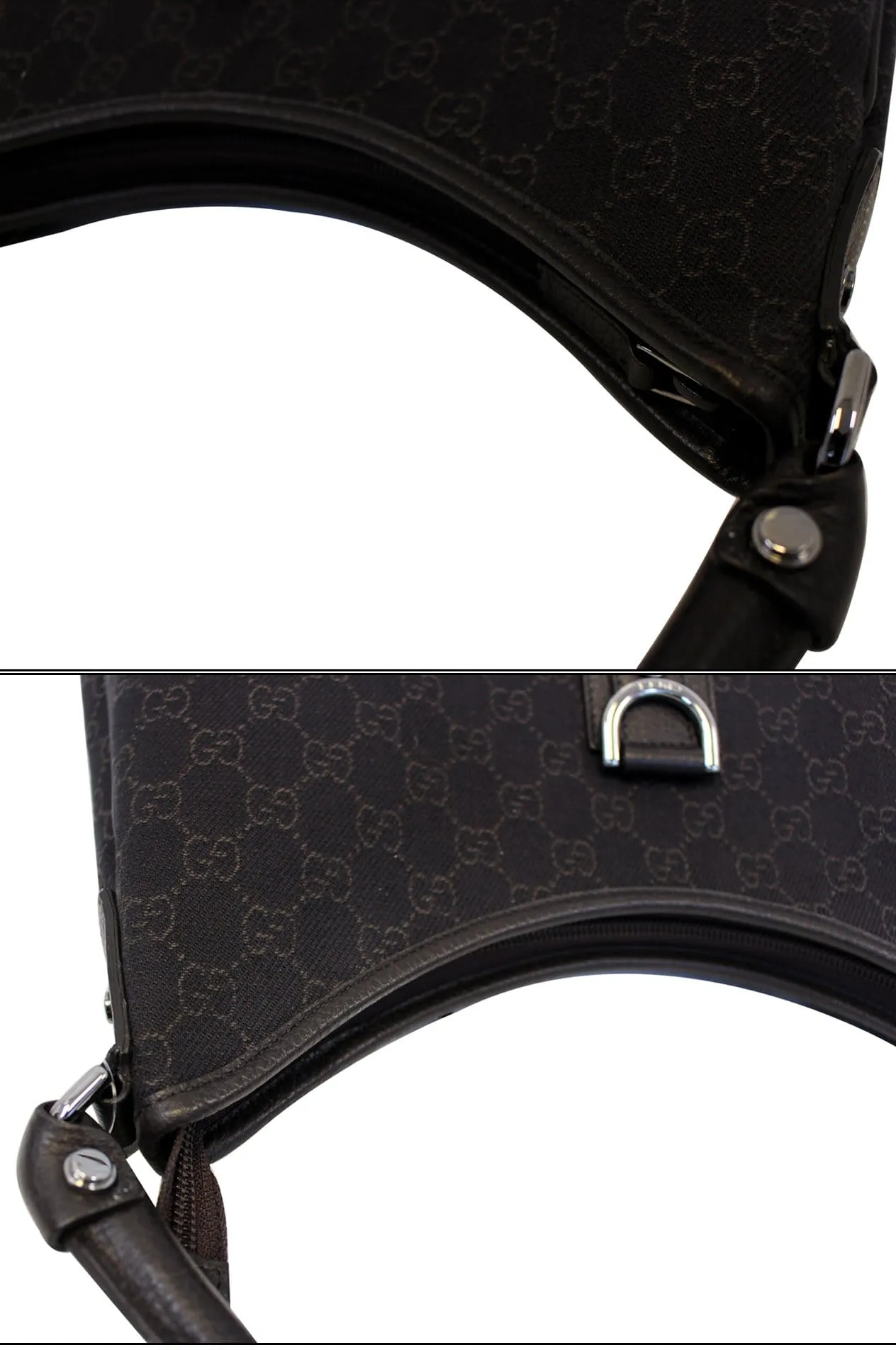 GUCCI Black Monogram Abbey D Ring Hobo Bag 268636