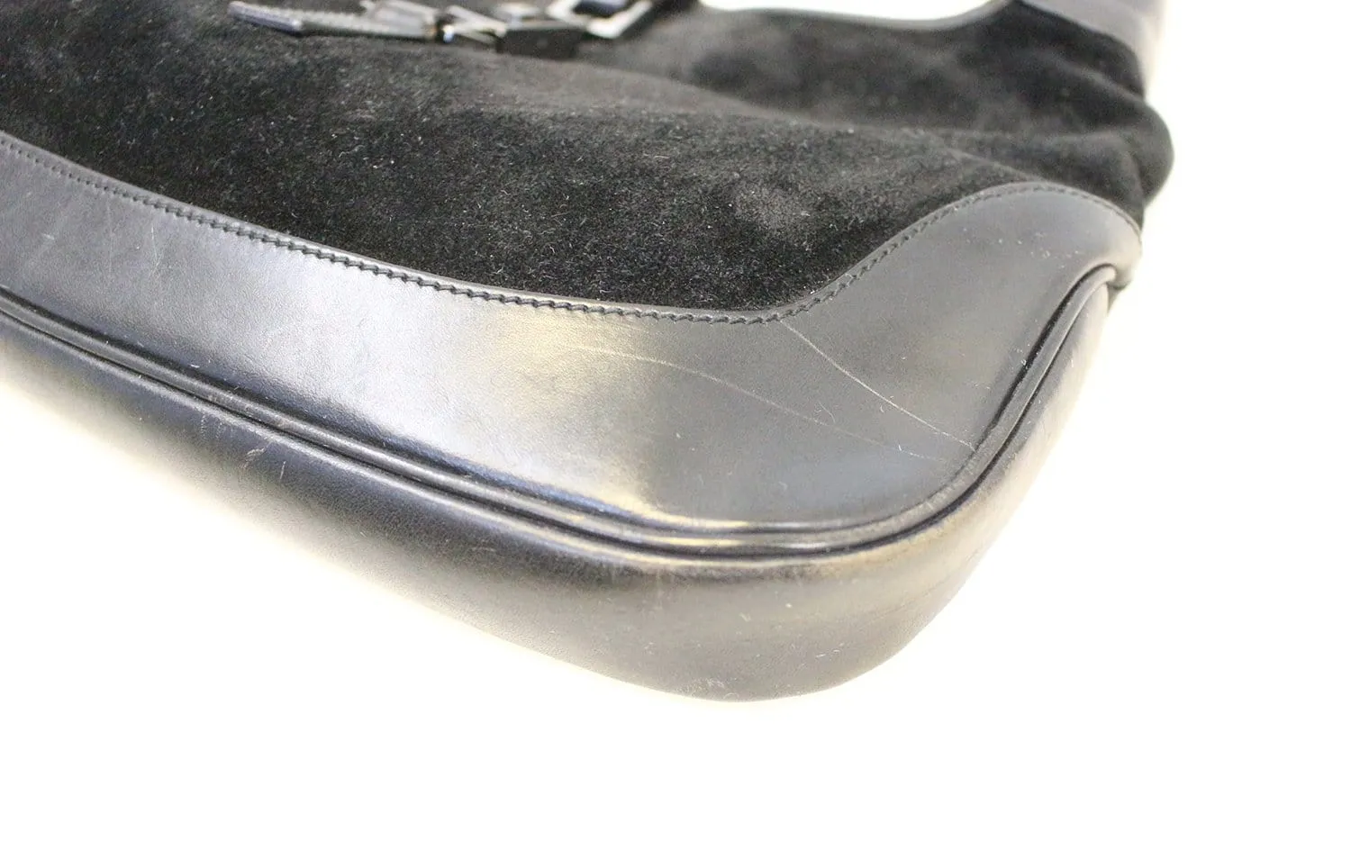 Gucci Black Suede Leather Jackie Hobo Shoulder Bag