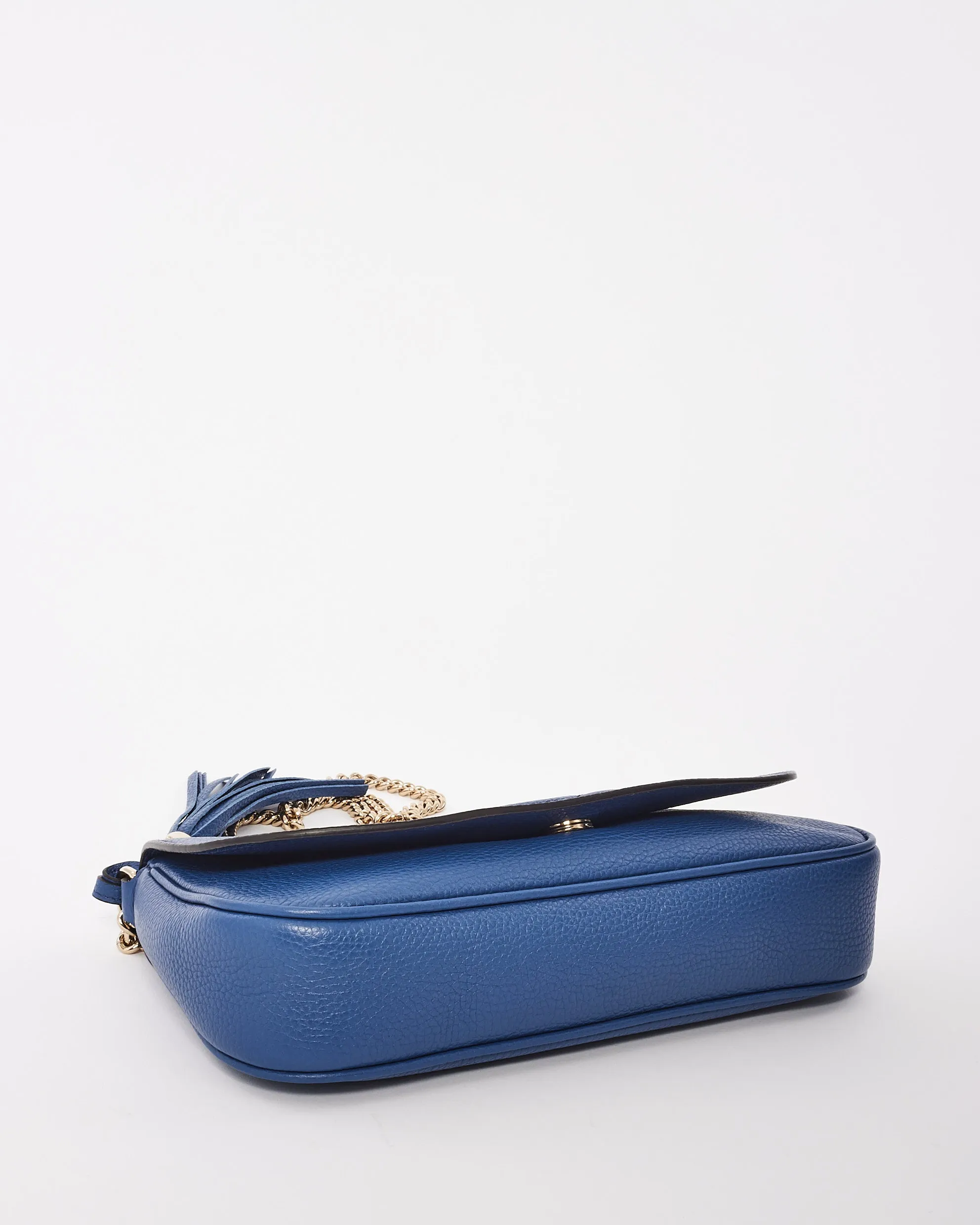 Gucci Blue Grained Leather Soho Crossbody Bag