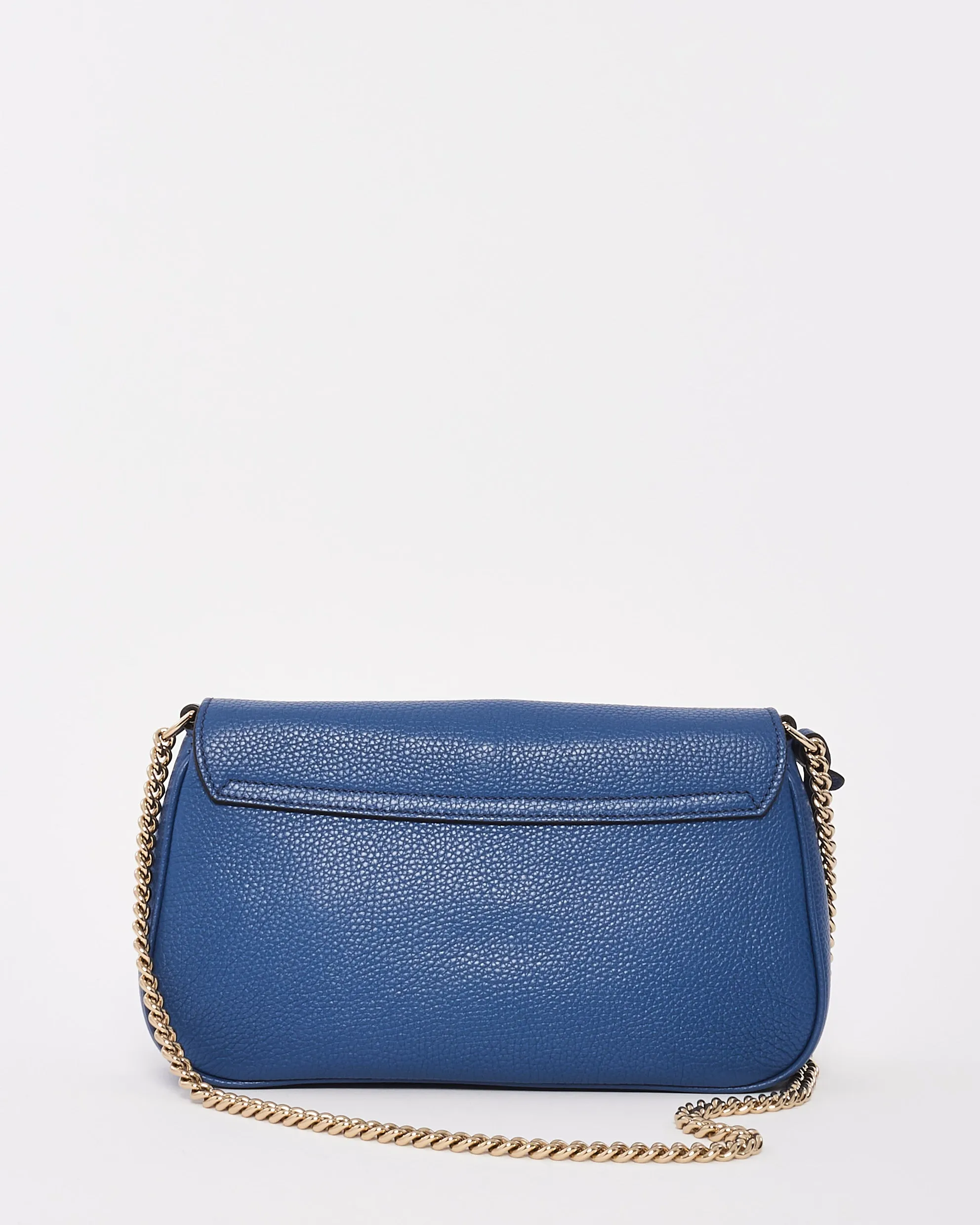 Gucci Blue Grained Leather Soho Crossbody Bag
