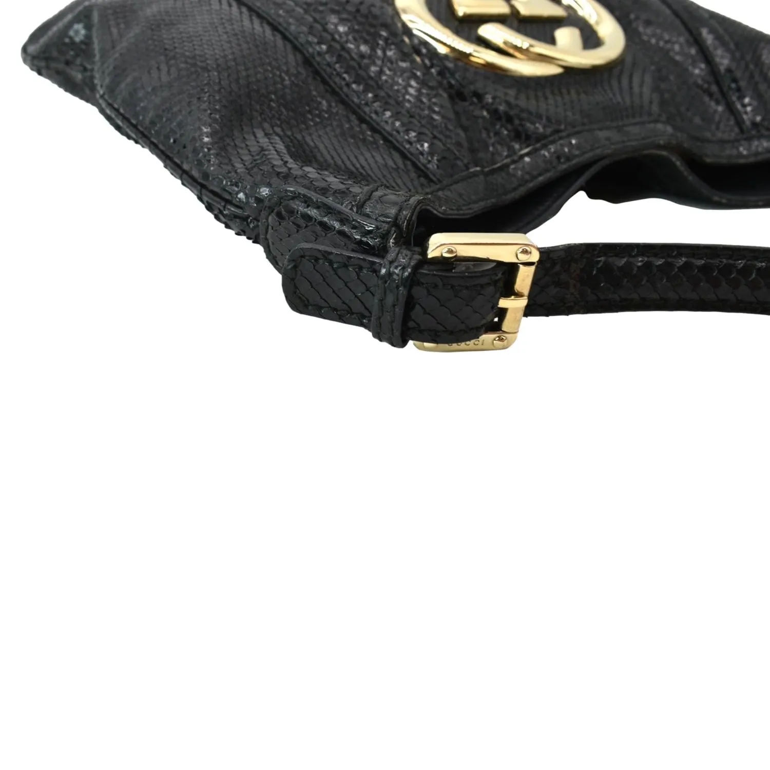 GUCCI Britt Medium Patent Leather Hobo Bag Black 162740