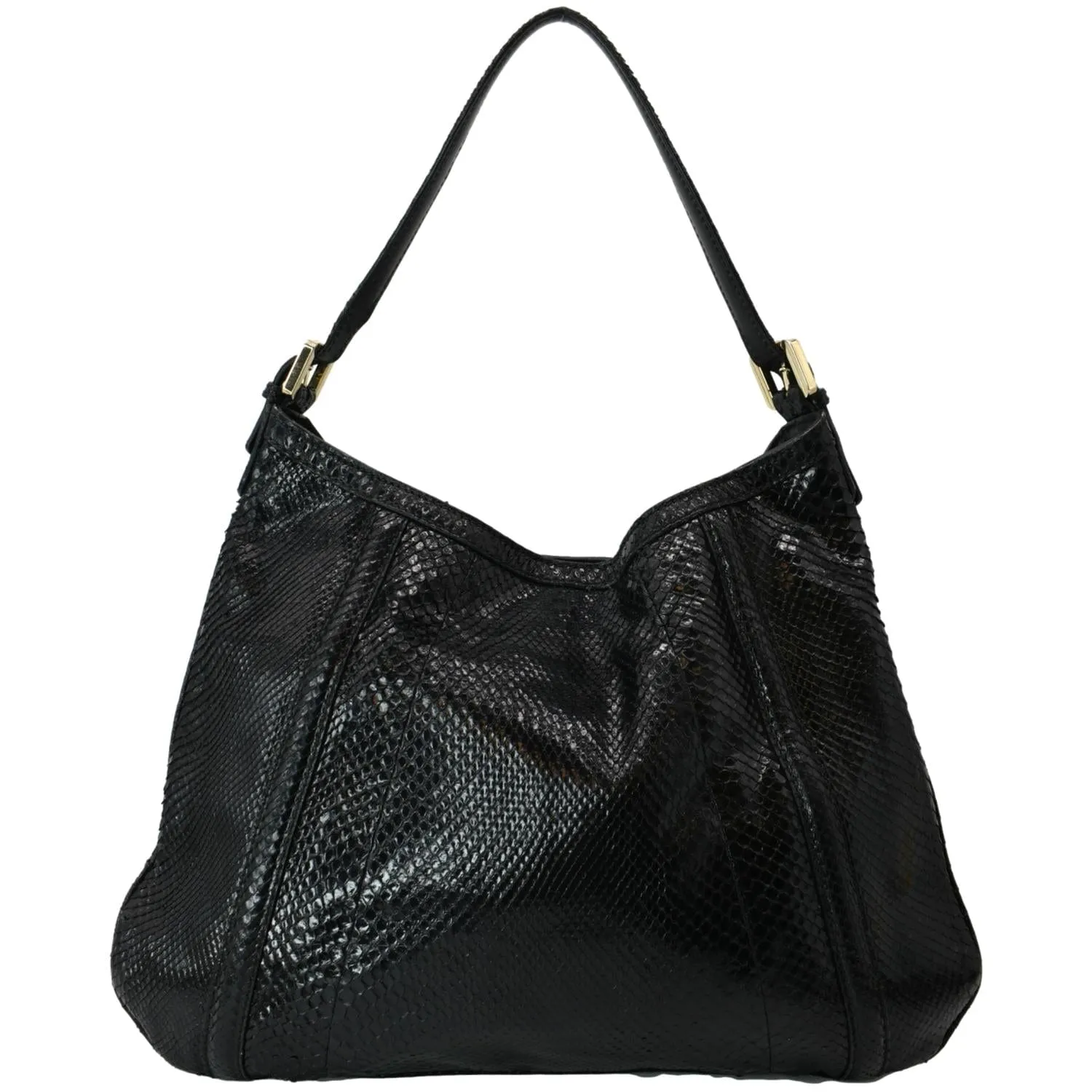 GUCCI Britt Medium Patent Leather Hobo Bag Black 162740