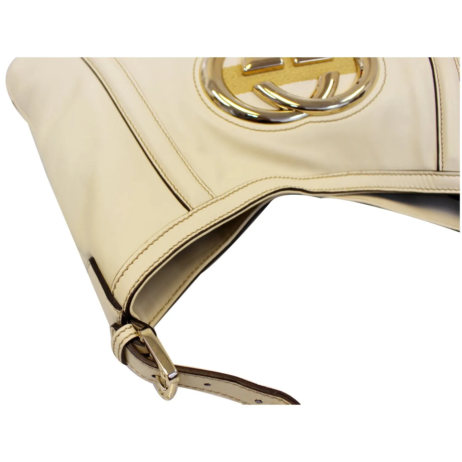 GUCCI Britt White Leather Hobo Shoulder Bag 162740