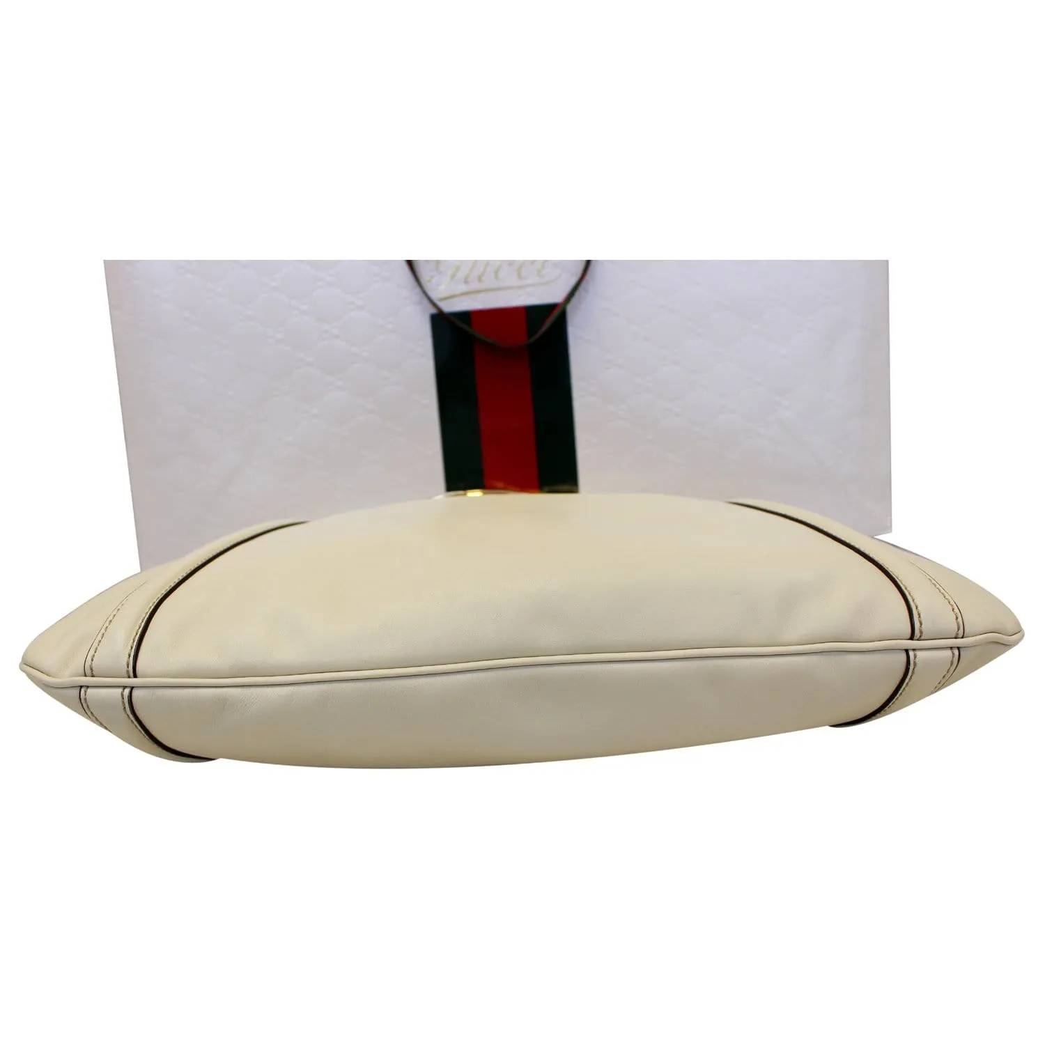 GUCCI Britt White Leather Hobo Shoulder Bag 162740