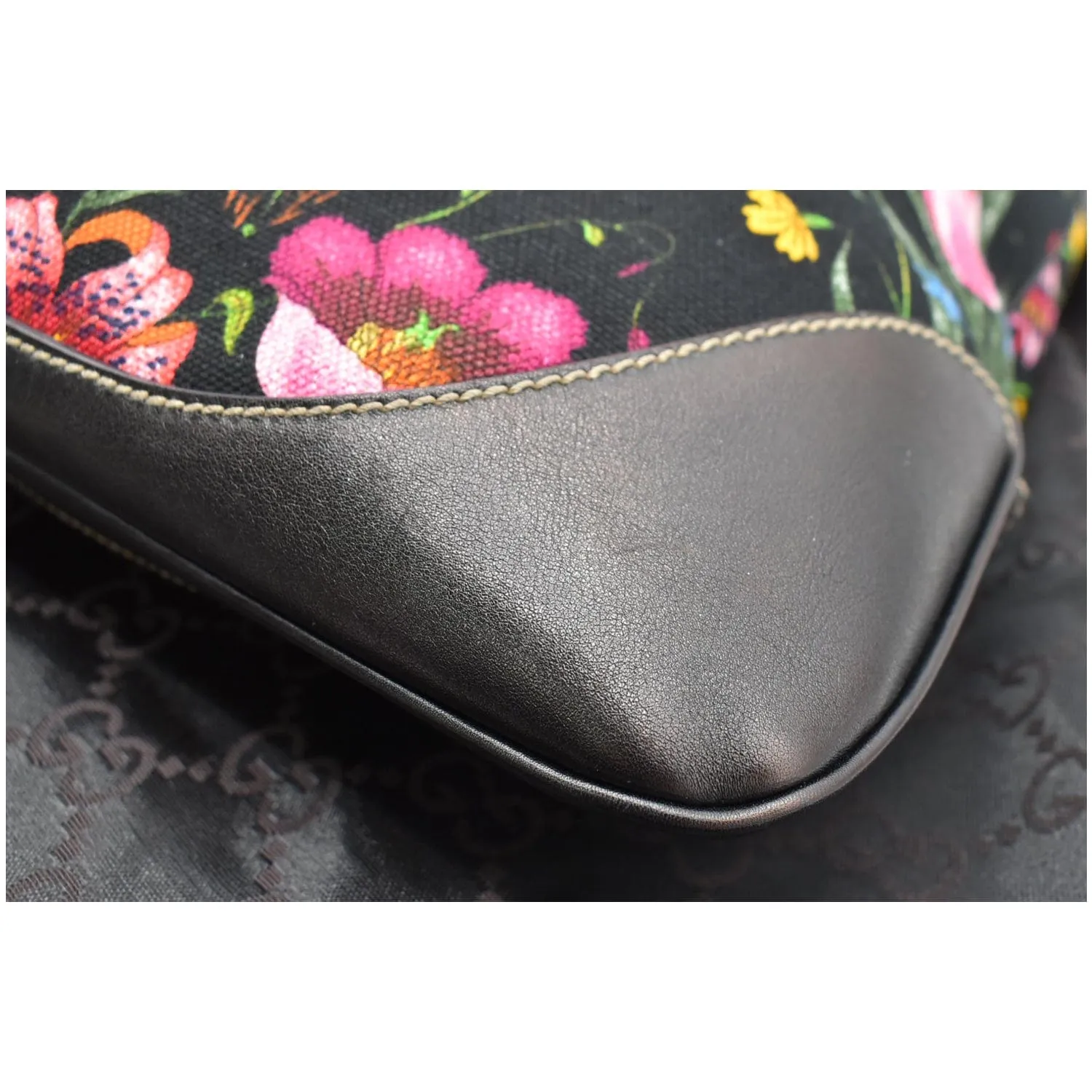 GUCCI Flora Jackie O Bouvier Floral Printed Canvas Hobo Bag Black 153029 - 15% OFF