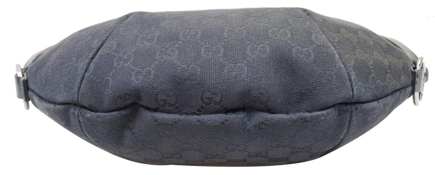 GUCCI GG Canvas Half Moon Black Hobo Bag