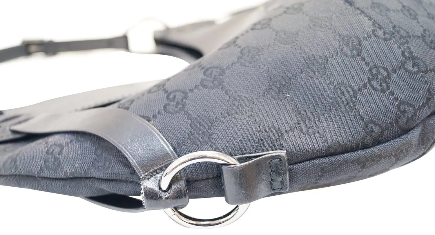 GUCCI GG Canvas Half Moon Black Hobo Bag