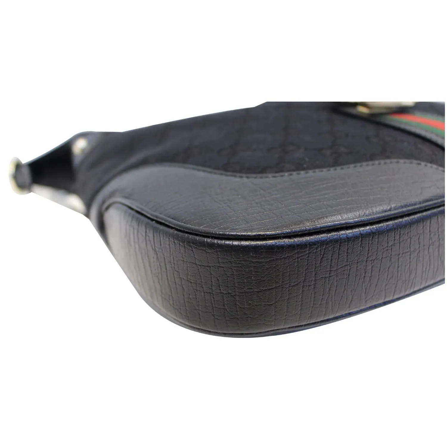 GUCCI GG Canvas Web Hobo Bag Black 130779