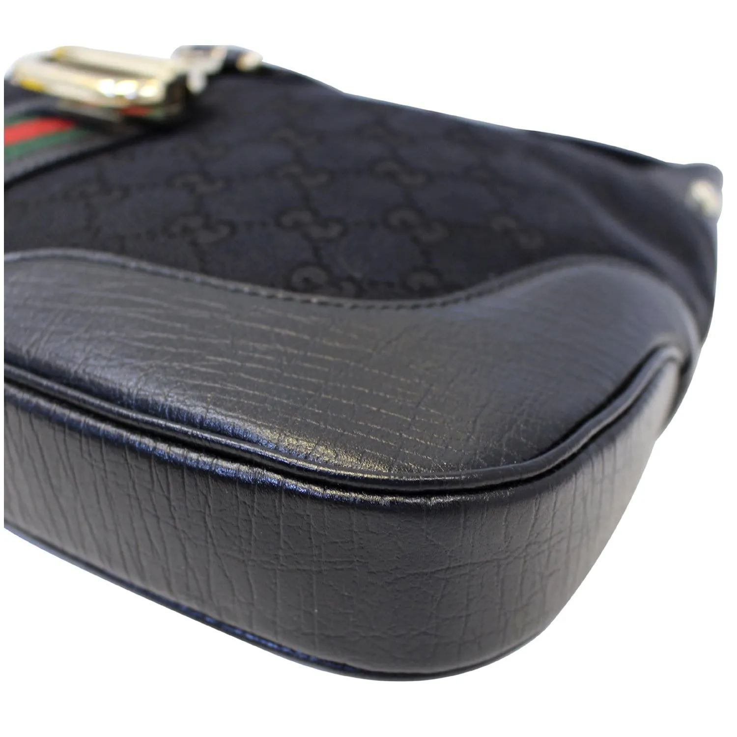 GUCCI GG Canvas Web Hobo Bag Black 130779