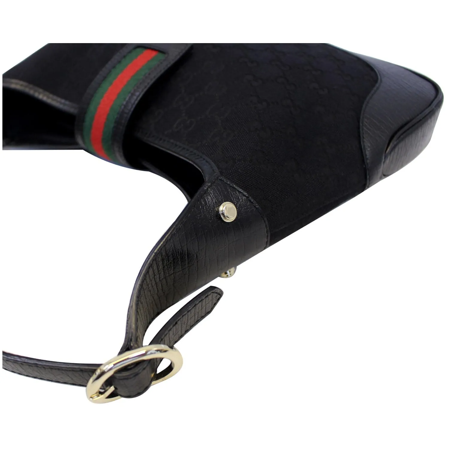 GUCCI GG Canvas Web Hobo Bag Black 130779