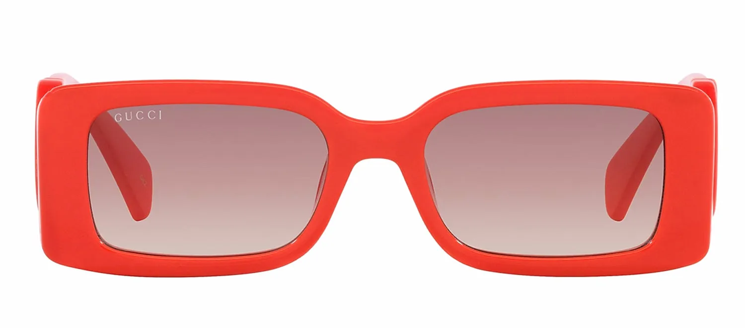 Gucci GG LOGO GG 1325S 005 Rectangle Plastic Red Sunglasses with Brown Gradient Lens