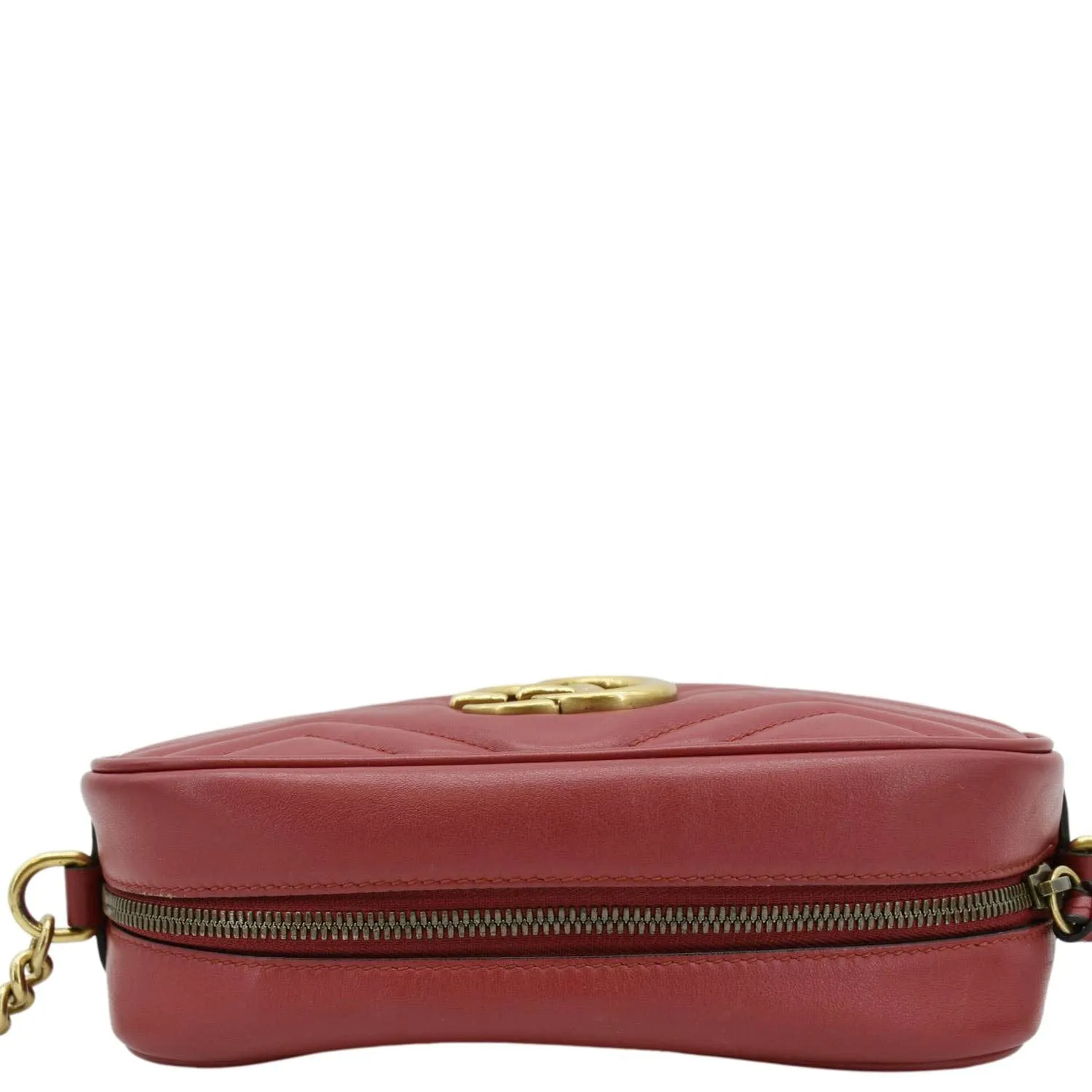 GUCCI GG Marmont Small Matelasse Chevron Leather Crossbody Camera Bag Red 447632