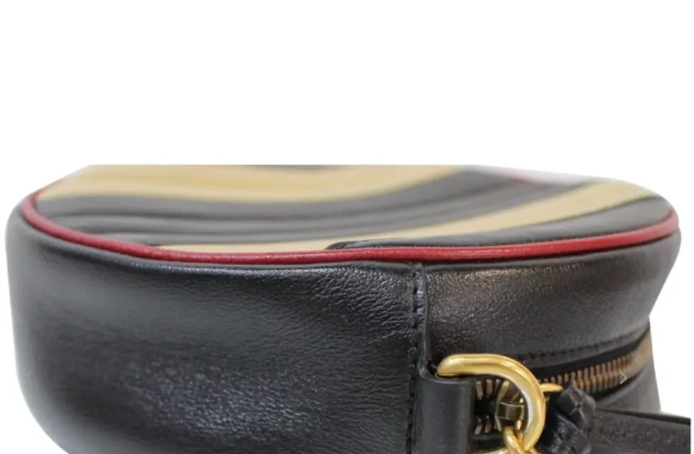 Gucci GG Mini Marmont Round Shoulder Bag in Beige and Black