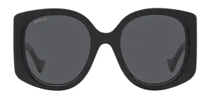 Gucci GUCCI LOGO GG 1257S 001 Square Plastic Black Sunglasses with Grey Lens