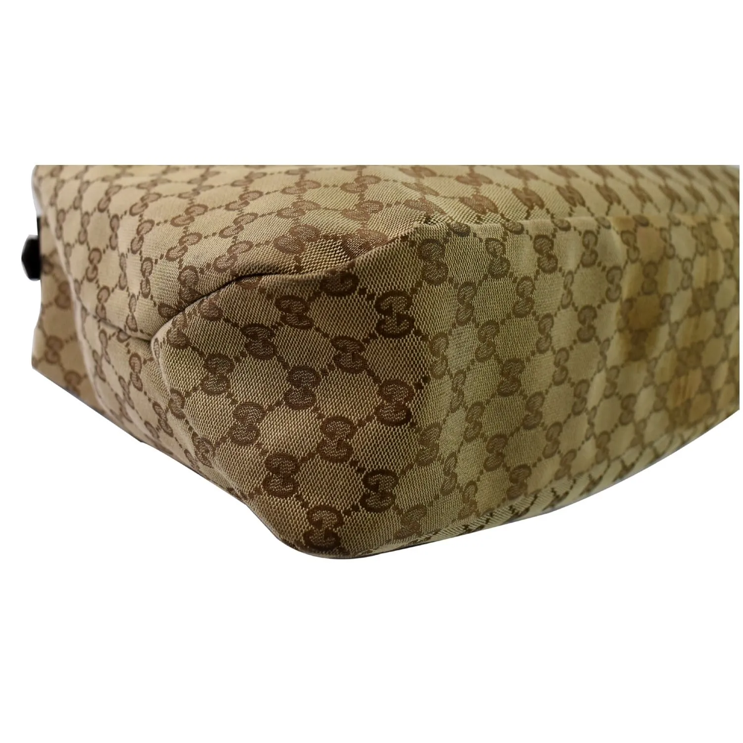 GUCCI Horsebit GG Canvas Large Hobo Bag Beige