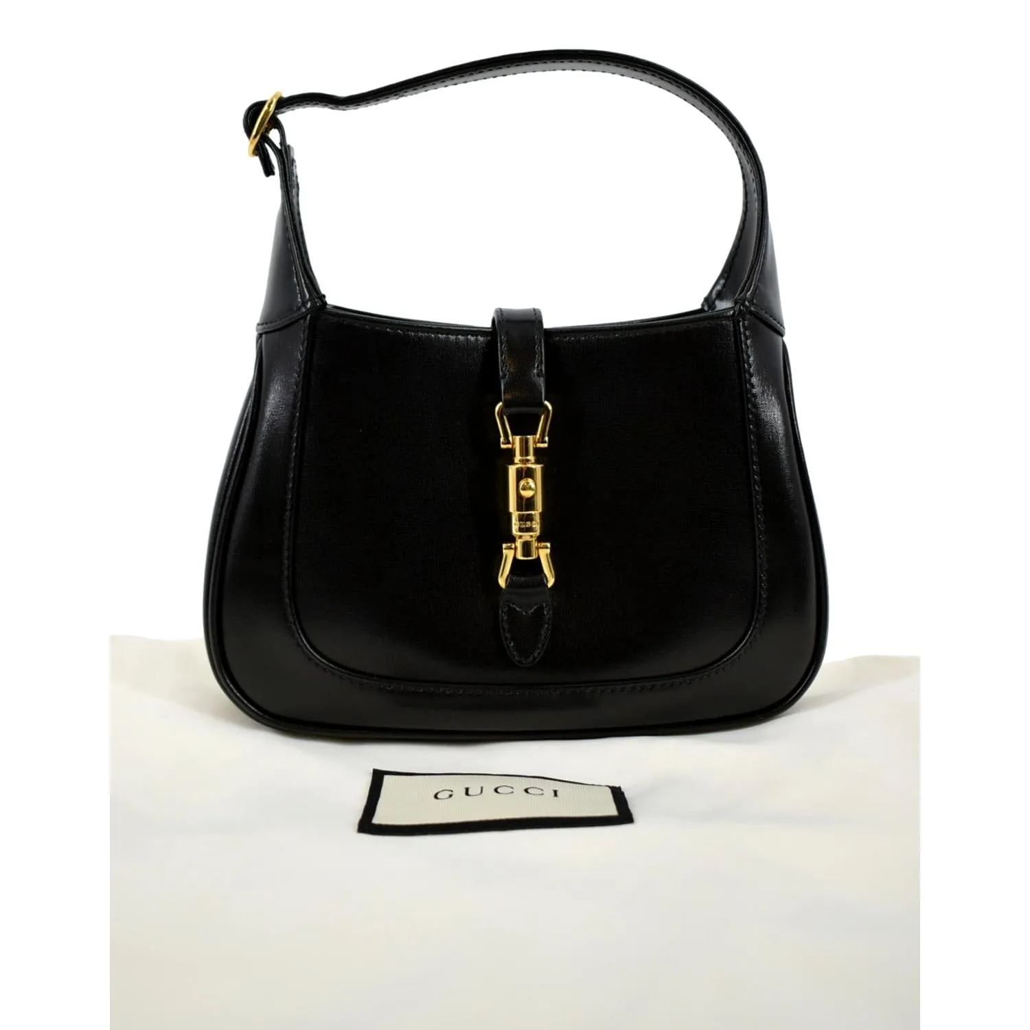 GUCCI Jackie 1961 Leather Shoulder Bag Black 637091