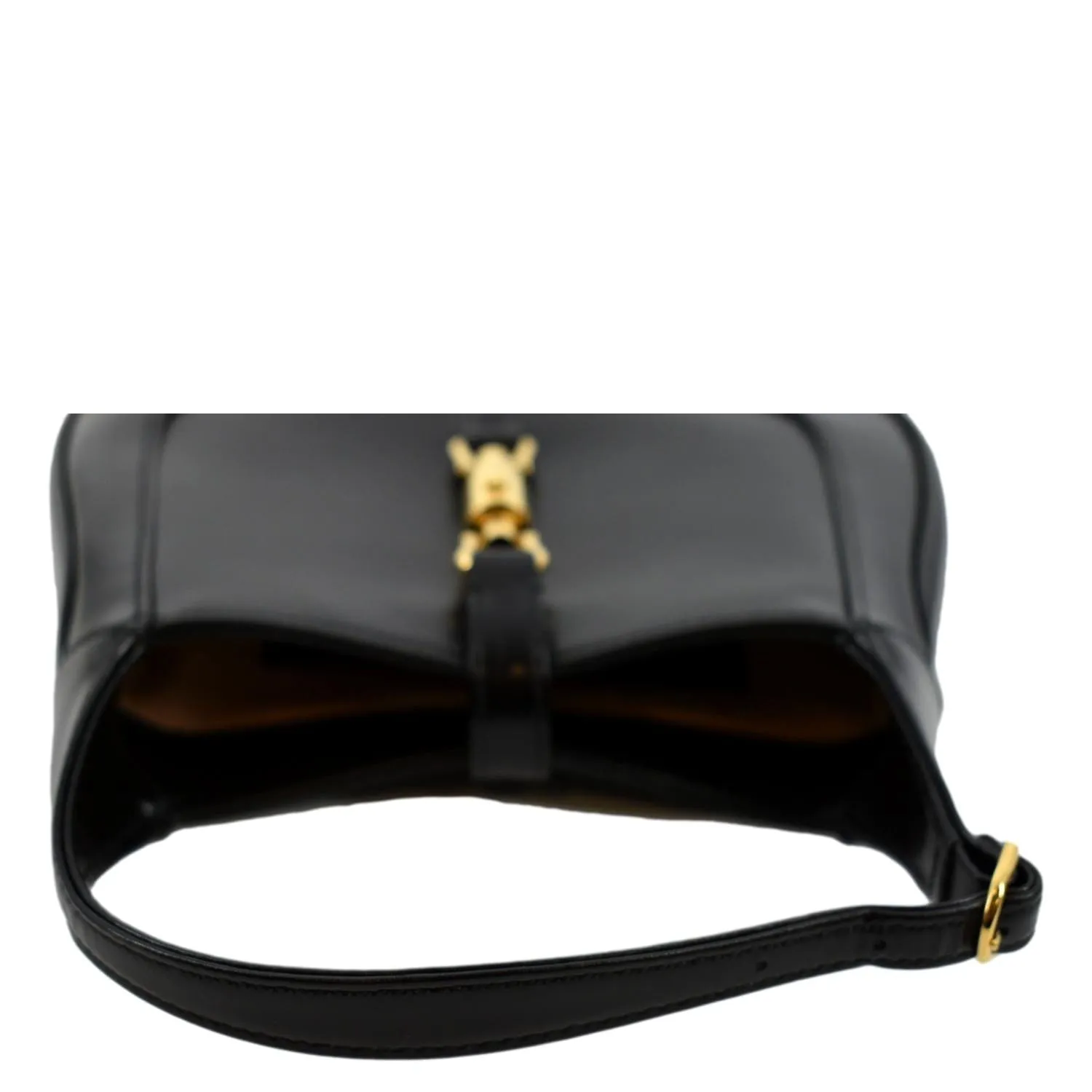 GUCCI Jackie 1961 Leather Shoulder Bag Black 637091