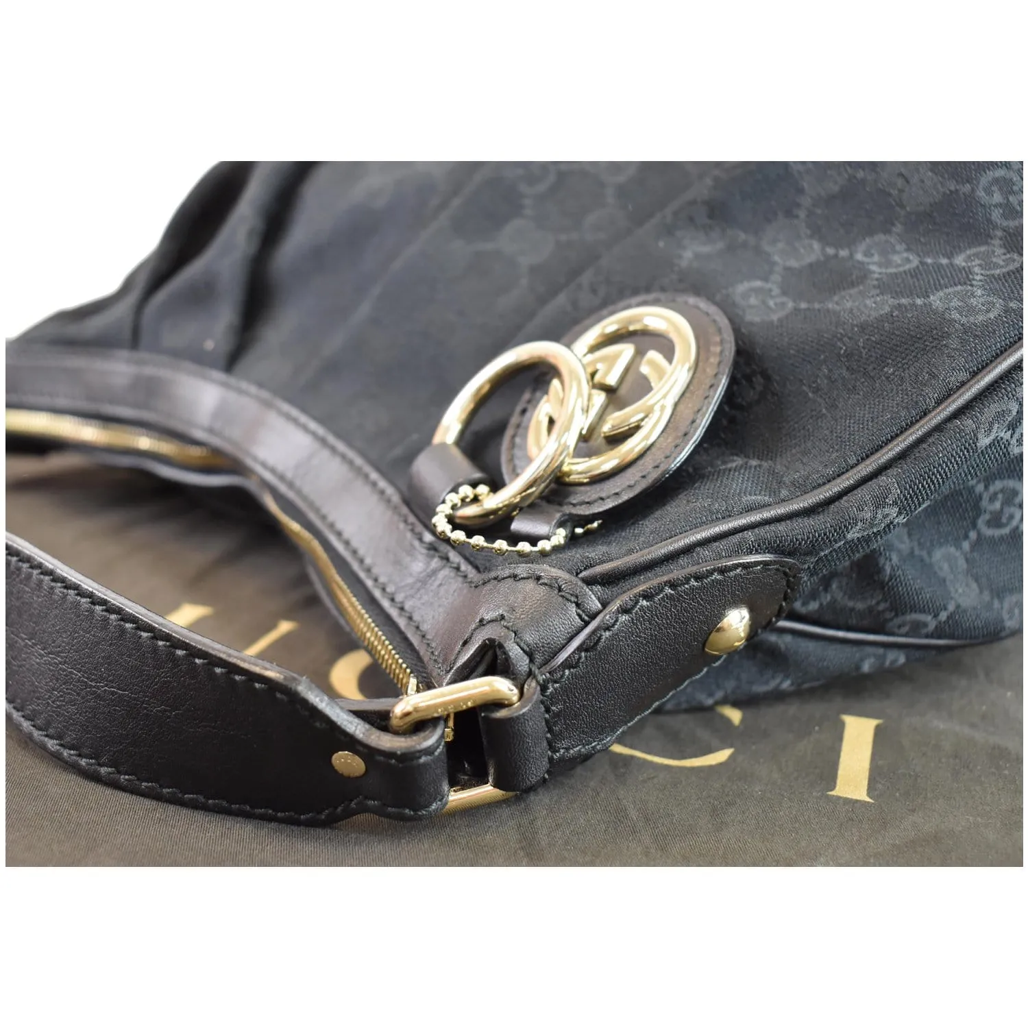 GUCCI Medium Sukey GG Canvas Hobo Bag Black 232955