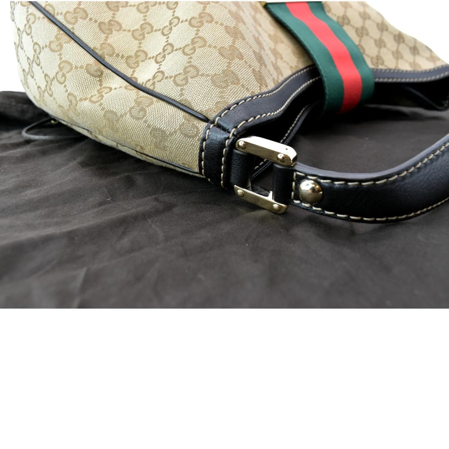 GUCCI New Ladies Web GG Canvas Large Hobo Bag Beige 233604