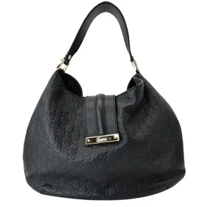 GUCCI New Web Guccissima Leather Hobo Bag Black 233604